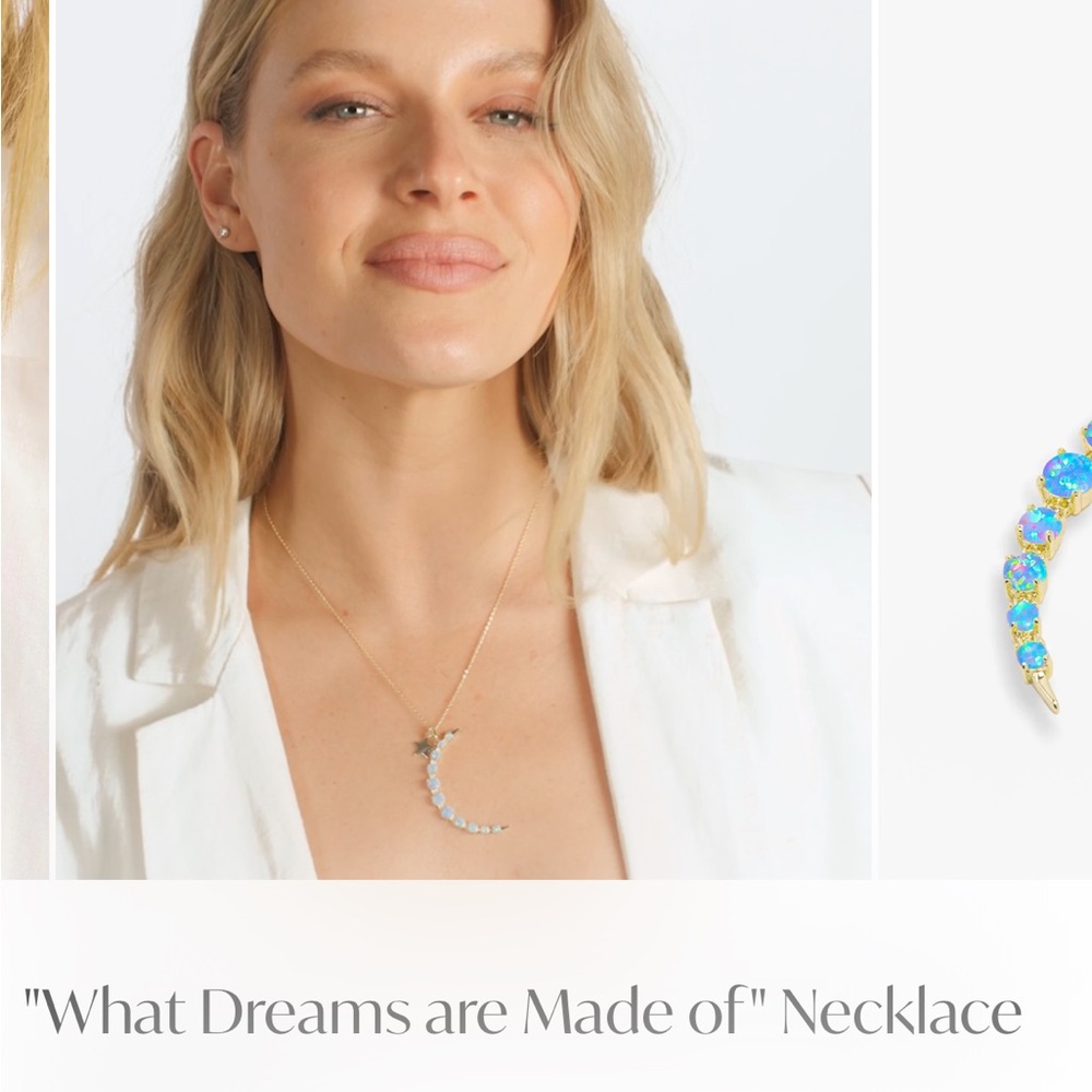 Melinda Maria white opal what dreams are made of crescent moon necklace NWT